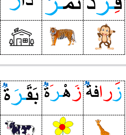 Cartes de lecture de la lettre « ra » « ر » et « zay » «ز » prêt à découper – Image 2