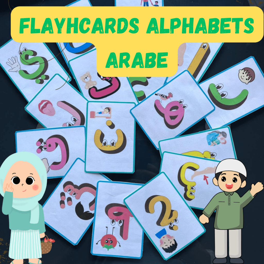 Cartes d'alphabet arabe (PDF à tétécharger) pour enfants 3 à 6 ans الحروف الأبجدية للأطفال