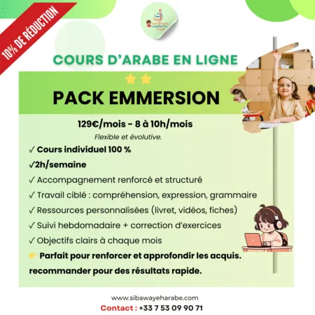 🌊 Pack Immersion – Cours d’arabe individuel intensif